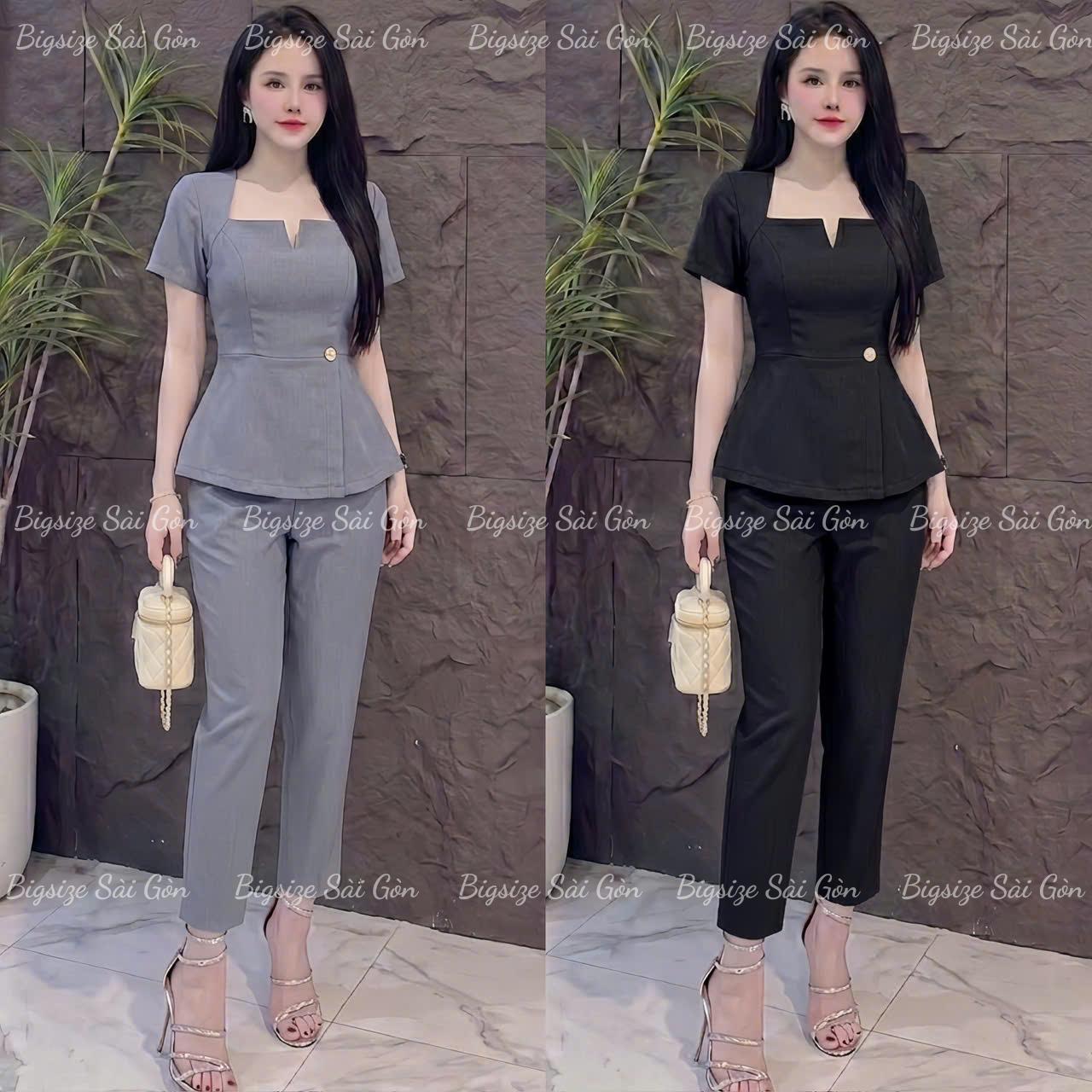 Set Quần Áo Nữ Áo Nữ Cổ U Phối Nút Vải Xước Cotton Hàn Cao Cấp Dễ Thương Nữ Top Women Xoè - A.1788