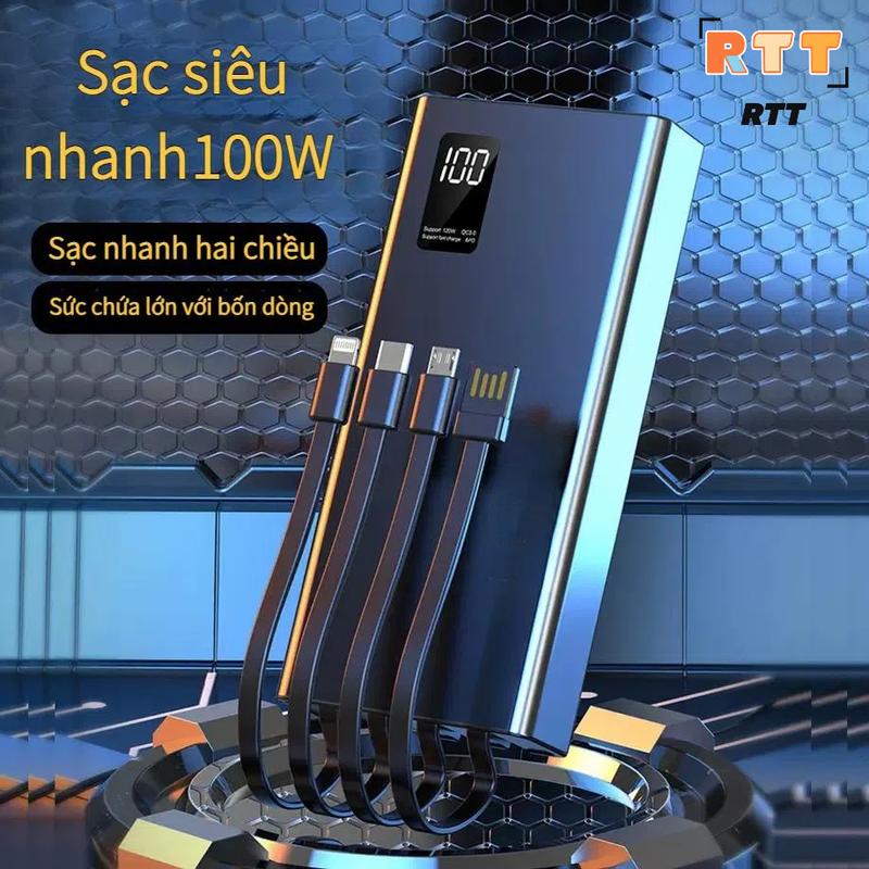 (04)(Sạc siêu nhanh)Pin dự phòng 20.000-30.000mAh, tích hợp 4 dây sạc, có màn hình hiển thị. Pin dự phòng dung lượng lớn 20.000mAh. Phù hợp với mọi loại điện thoại di động, USB. Cáp sạc Type-C. Pin dự phòng Phụ kiện điện thoại di động