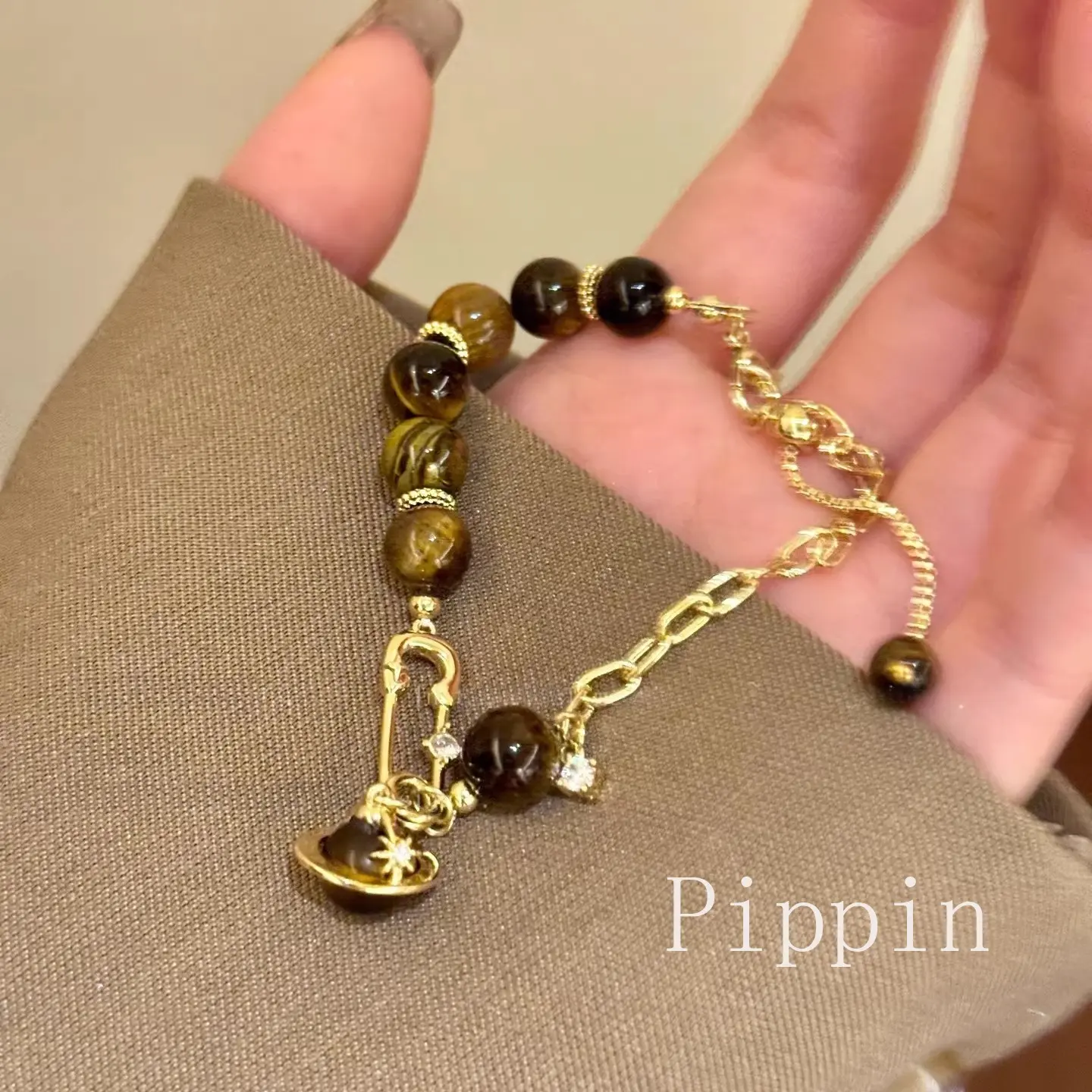 [Pippin]  Gelang Tiger Eye Planet Peniti Bintang Unik P133