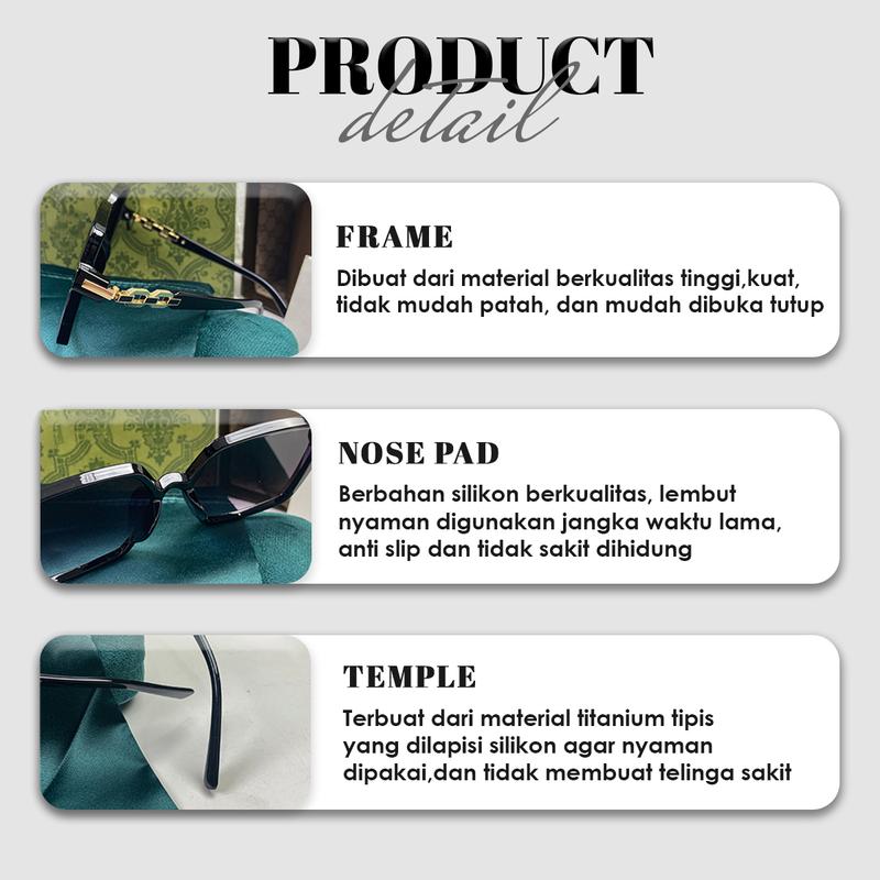 【Free Dompet & Lap】 Kacamata Hitam Wanita / Titanium /UV/ Produk Baru / Impor / Kacamata Fashion / Tanpa Bingkai / Bingkai Penuh / Pelindung Ultraviolet / Versi Korea / Kualitas Tinggi / Retro / Gaya / Berongga /Kacamata Terpolarisasi【bD2821 【COOL VISION】 3
