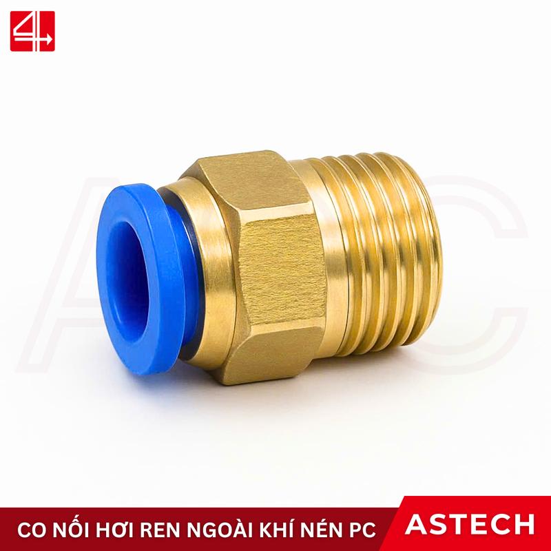 Đầu Nối Thẳng Ren Ngoài Khí Nén Đồng Thau PC
