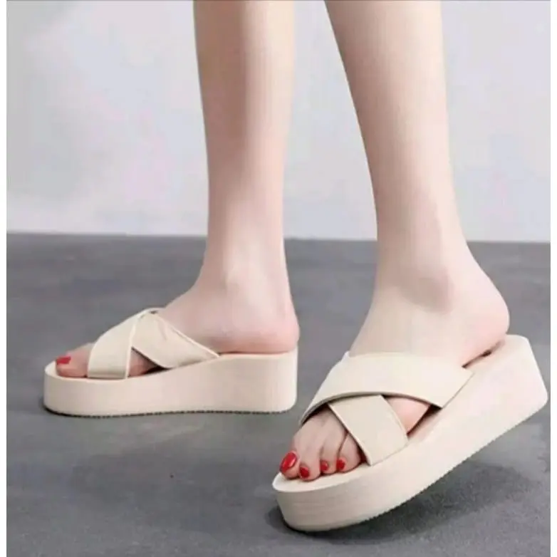 buy 1 get 1 beli satu dapat 2pasang sandal wedges silang wanita 1