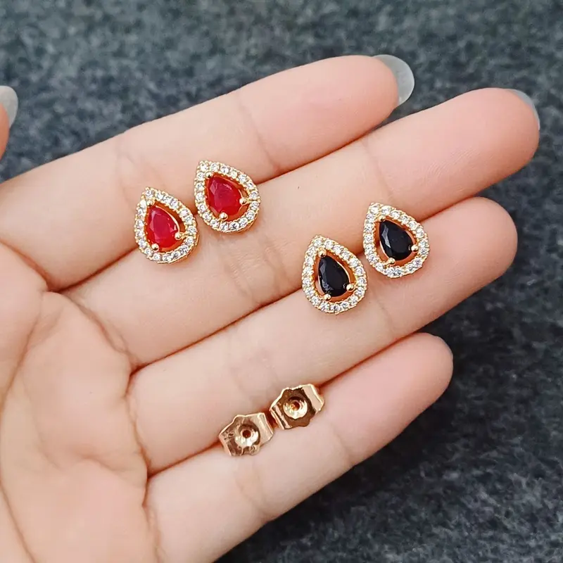 Anting Tusuk Wanita ELegan Cantik Permata Zirkon Lapis Emas Motif Baru High Quality 1