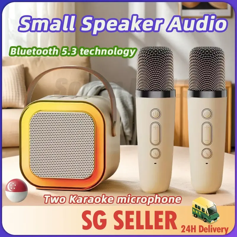 SG Ready StockMini Wireless Mic Bluetooth Small Speaker Portable Karaoke Microphone Audio All-in-one Microphone Ok Plastic Android IOS