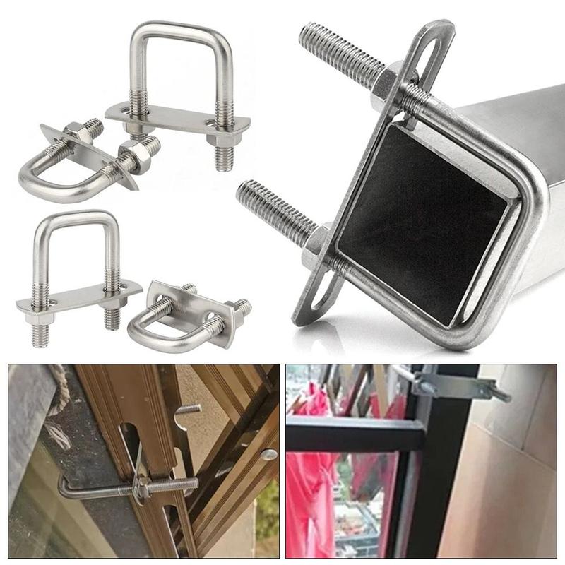 2Sets New Iron Square Clamp Right Angle U-bolt With Baffle Pipe ...