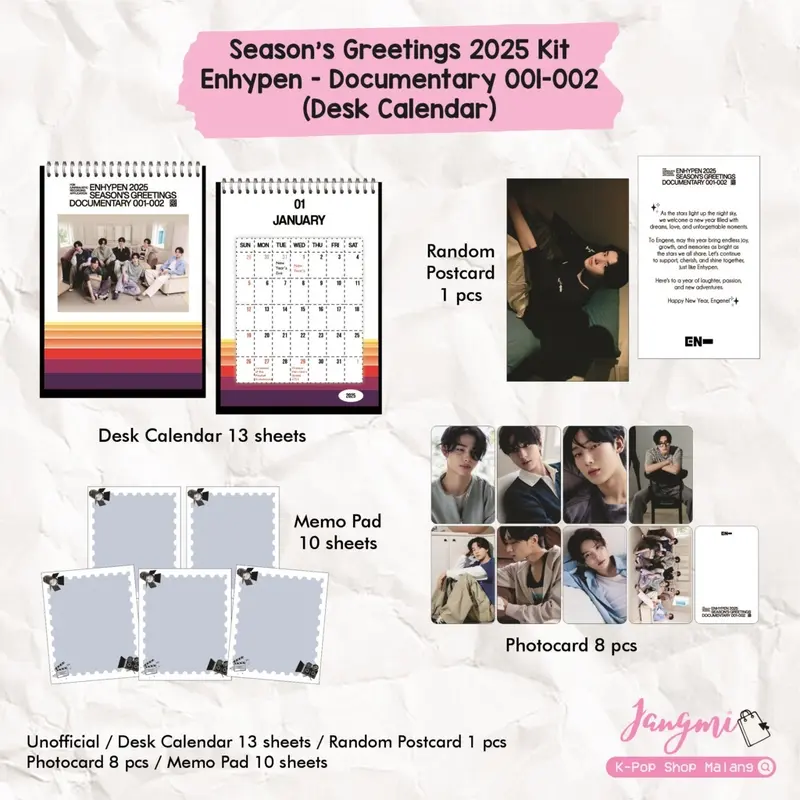 Season's Greetings 2025 Enhypen | Enhypen Calendar 2025 | Enhypen Kalender 2025 | K-pop Calendar 2025 | K-Pop Kalender 2025 | Aesthethic Calendar 2025 |  Kalender Aesthethic 2025 | Desk Calendar | Kalender Meja 0