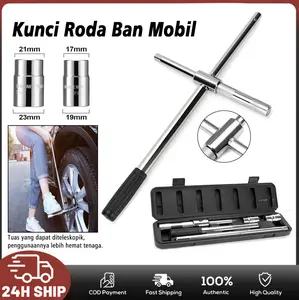 Kunci Roda Palang Ban Mobil Kunci Sok 17 19 21 23 Telescopic 4in1 Bahan Chrome Vanadium Tidak Mudah Karat dan Sleek - Car, Baut