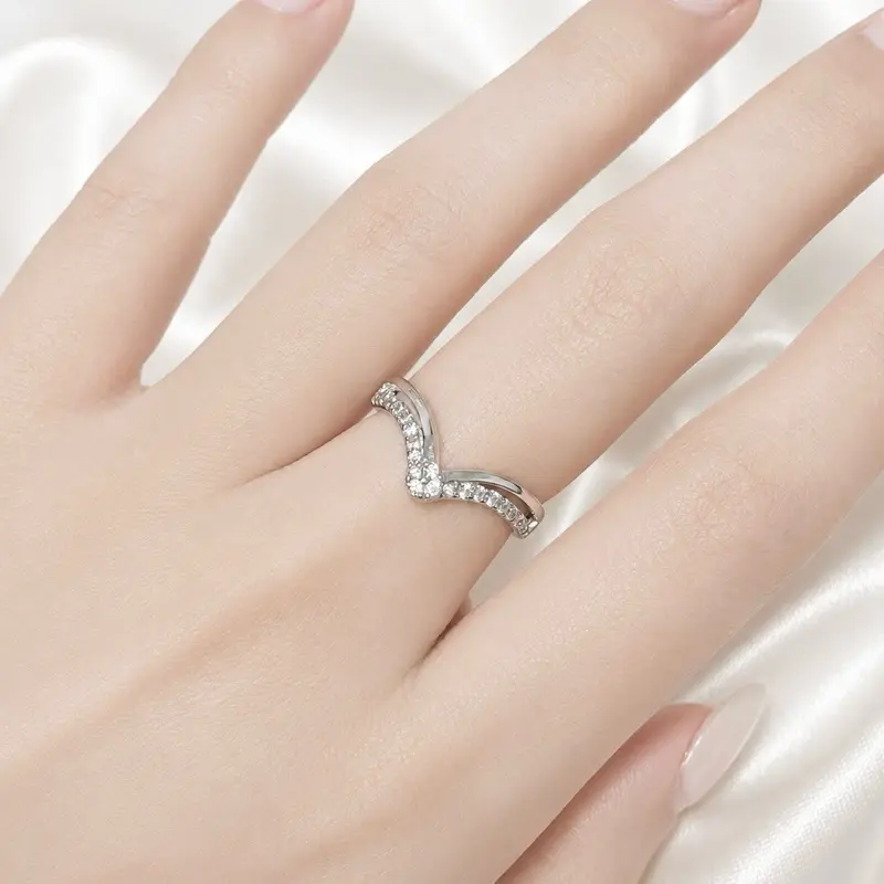 Cincin Perak925 Fuji dua layer Silver925 Cantik Mewah Elegant Putih