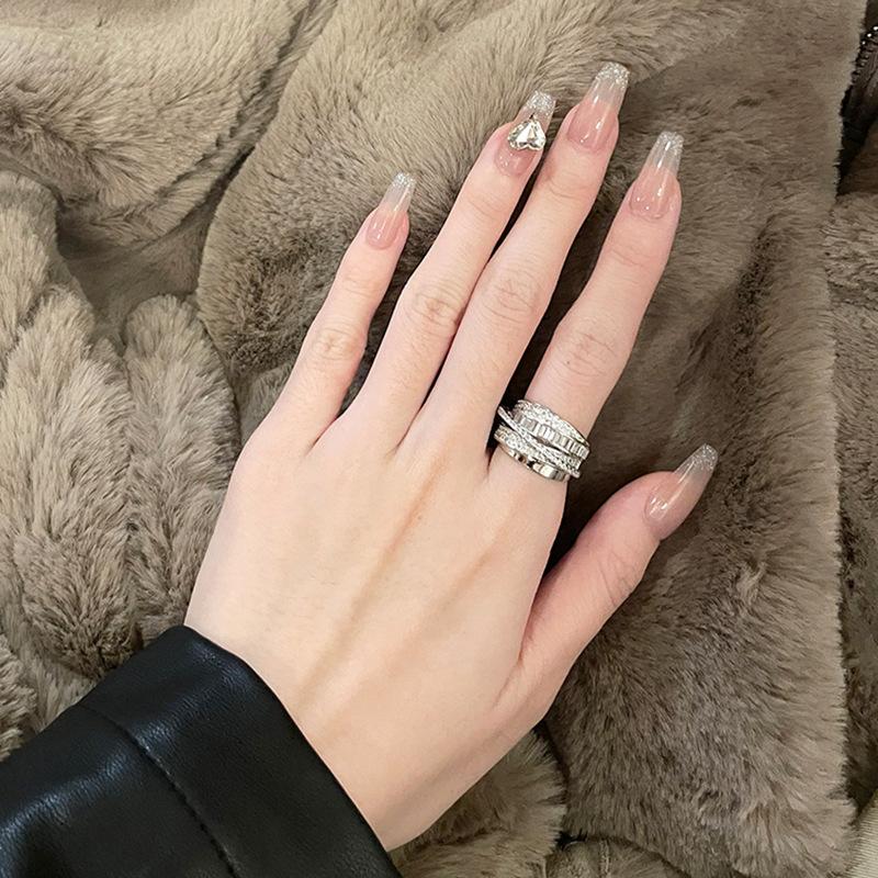 Product Introduction of Cross ring, geometric design, high quality, retro style, perforated design, double layer stacking, adjustable, multipurpose fashion ring, women ring 3