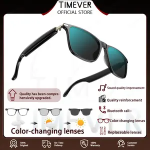 TIMEVER Smart glasses PRO for Men Women, UV400 Polarised Interchangeable Lenses Sunglasses Bluetooth Glasses with Speakers, IP68 Waterproof, Noise Cancelling,85 Mah Battery