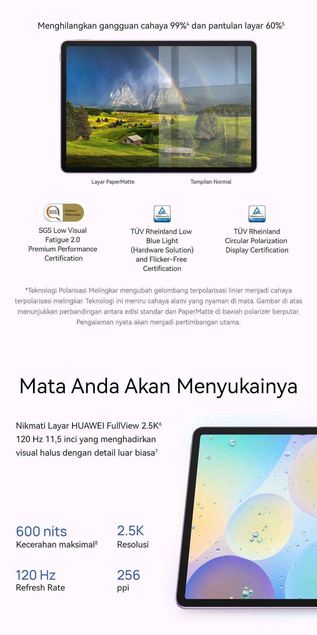 HUAWEI MatePad 11.5-inci 2025 Tablet | WPS Office 2.0 Tingkat PC Eksklusif | Layar Papermatte | 10,100 mAh 40W HUAWEI SuperCharge