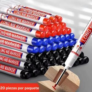 Plumón largo, set de 20 piezas, Plumón impermeable, Plumón multiusos para marcar en huecos profundos para metal, cerámica, vidrio, cuero, película