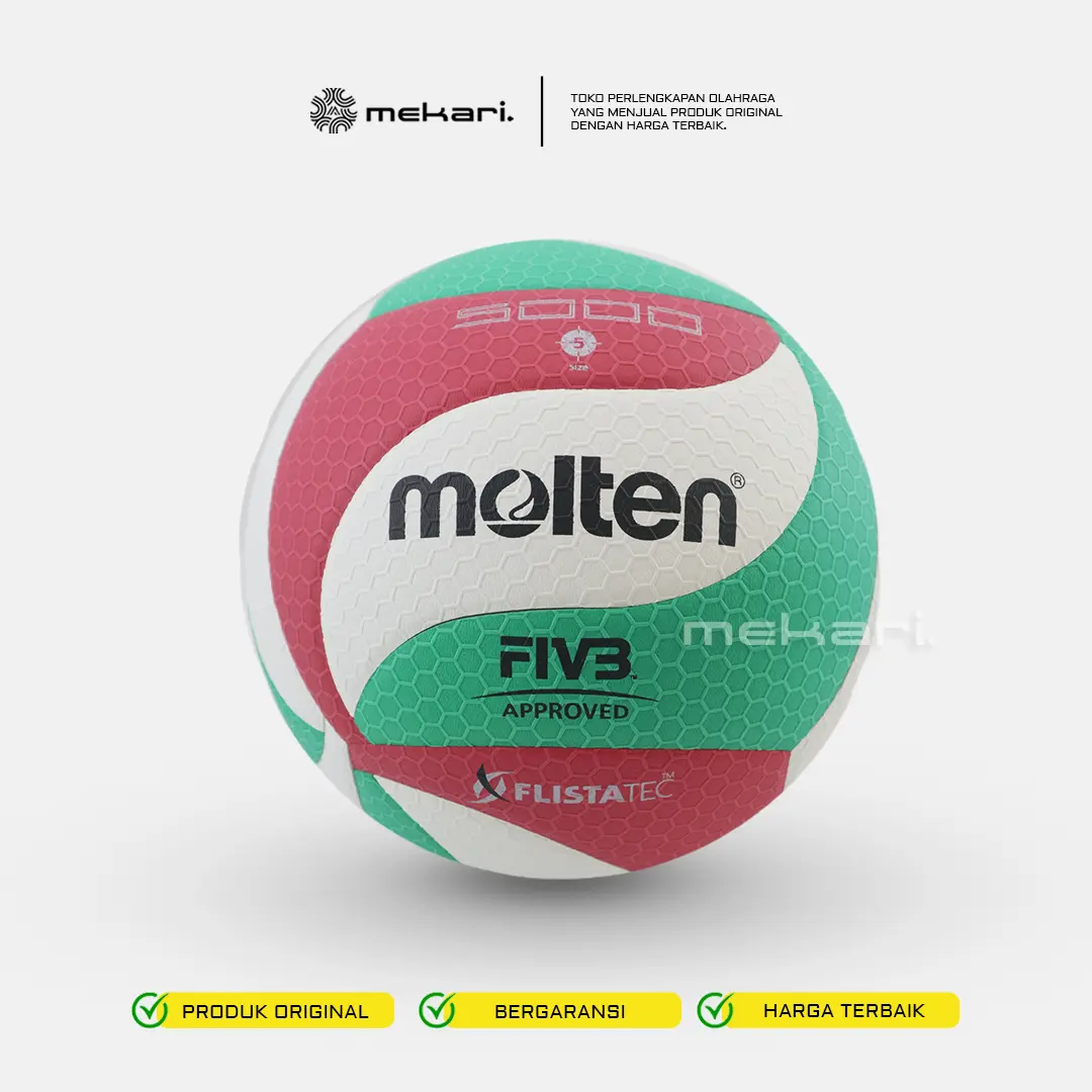 Bola Volley Molten V5M5000 FLISTATEC (FIVB APPROVE) - Indoor / Outdoor Voli Ball - SIZE 5