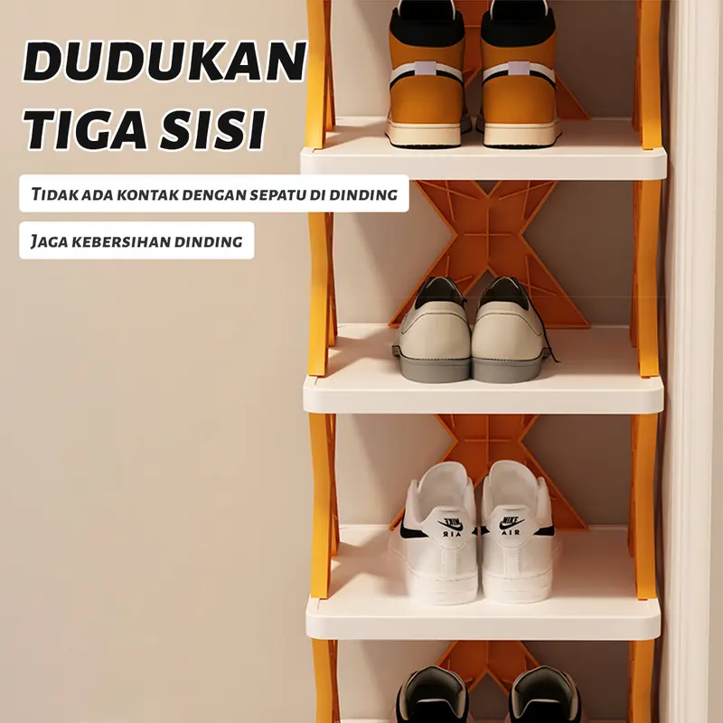 Rak sepatu rumah tangga sederhana multi-layer pintu lipat lemari sepatu penyimpanan sepatu rak penyimpanan sederhana asrama hemat ruang 7