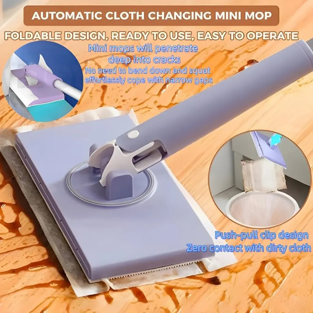 Small Mops 95cm for Small Areas Auto Face Towel Replacement Mop Mini Hands-Free Floor and Window Cleaner Dust