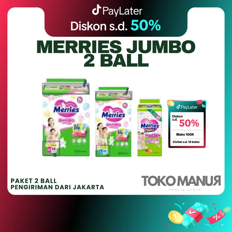 Popok Bayi Murah Merries Pants Jumbo per 2 BALL 1