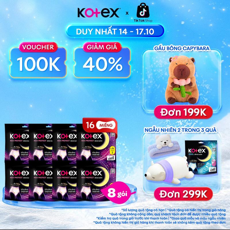 [Creator] Combo 8 gói (size L/XL) BVS Kotex Ban Đêm Dạng Quần 2 miếng [Bao bì thay đổi theo từng đợt nhập hàng]