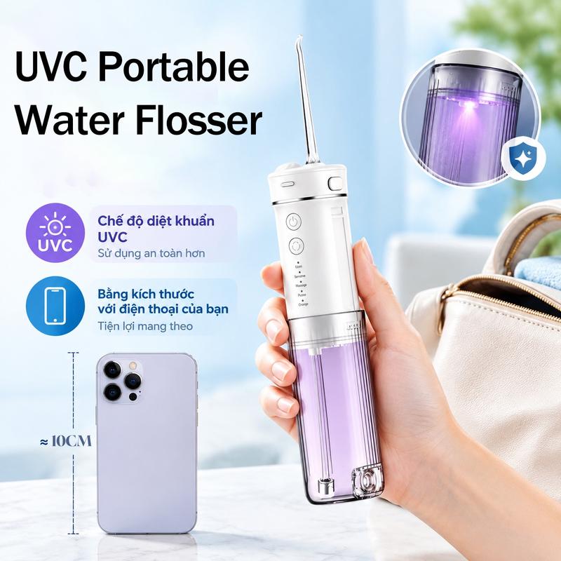 UVC Sterilization Water Flosser Portable Oral Irrigator Dental Care 4 Modes Long Battery Life