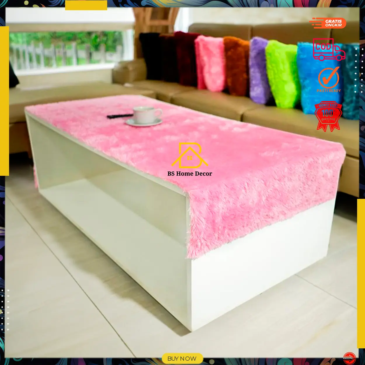 taplak meja bulu rasfur 150x50cm.- bukan Katun