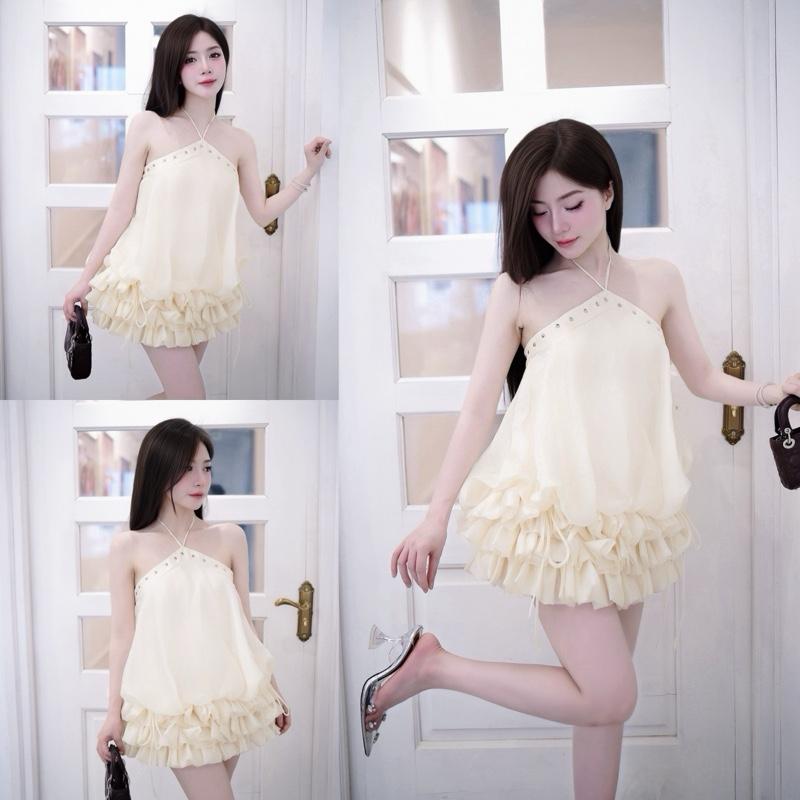 Váy yếm dây buộc chân tầng V335 2 màu shop 1