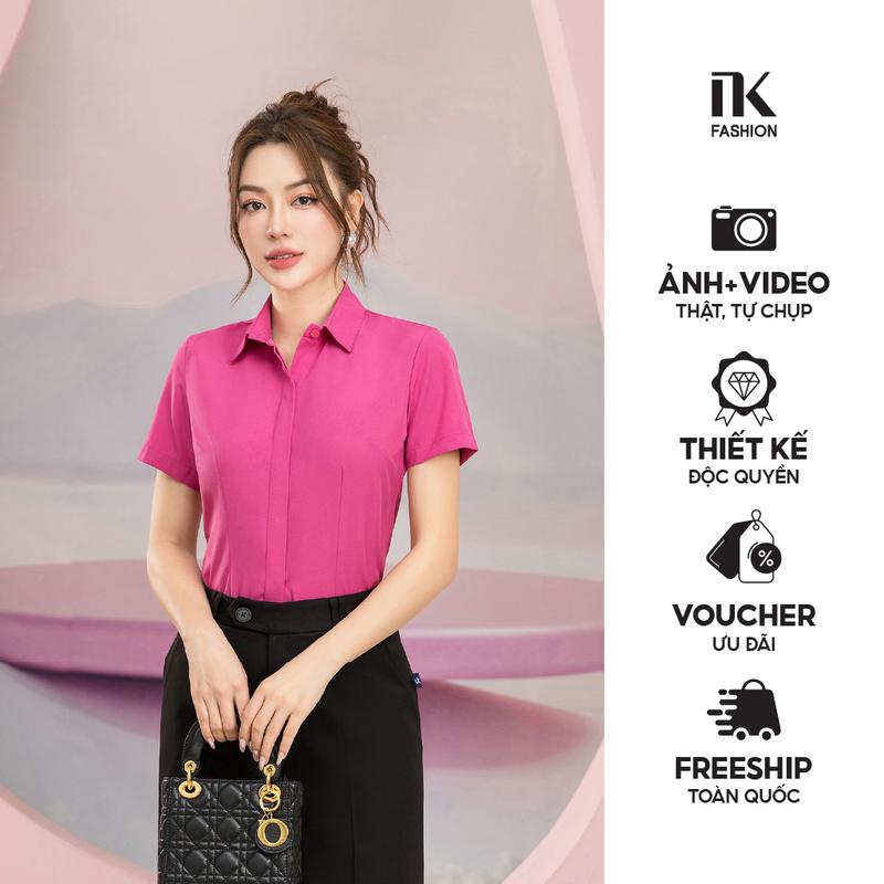 Áo Sơ Mi Nữ Cổ Đức Ngắn Tay Công Sở Nữ NK Fashion Thiết Kế Kiểu Dáng Trơn Basic Công Sở Thời Trang NKSM2011007