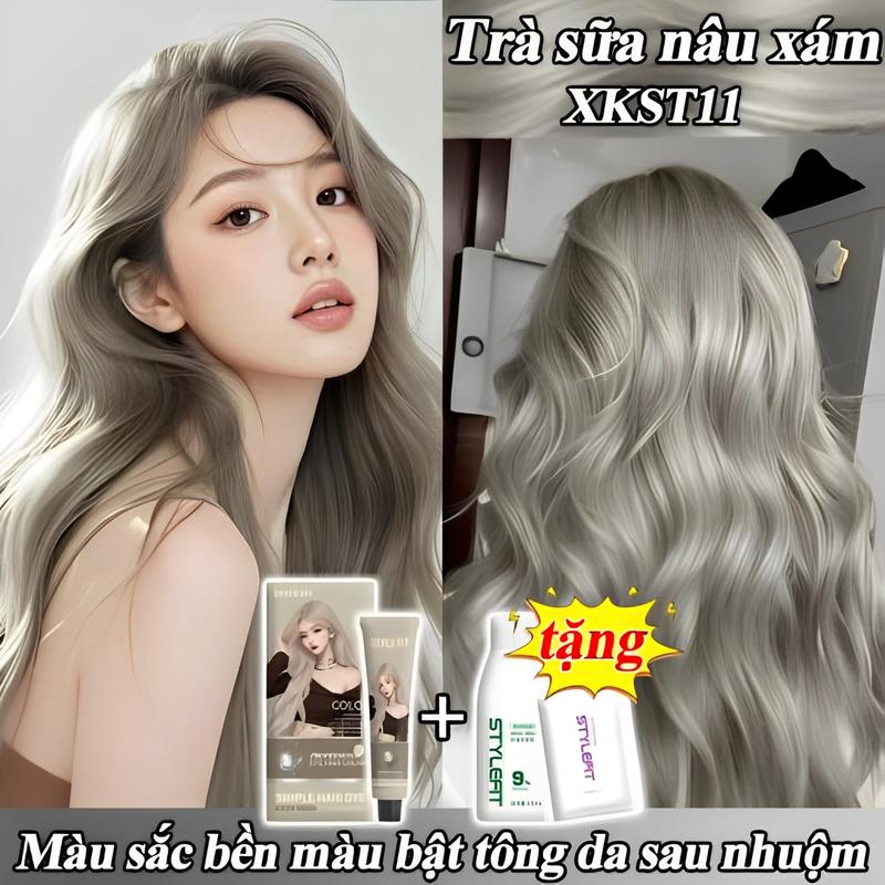  STYLE FIT,Trà sữa nâu xám,thuốc nhuộm tóc,thuốc nhuộm tóc tại nhà tốt,Khỏe mạnh  không hại cho tóc,màu tóc làm bật tông,dầu gội nhuộm tóc 