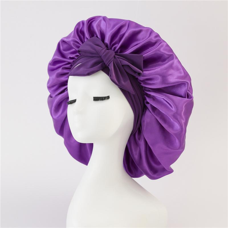 Product Introduction of 1 PC Satin Bonnet Silk Bonnet for Sleeping Women Hair Bonnet Night Sleep Cap Scarf wrap for Curly Hair with Tie Band 7