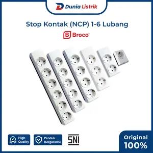 Stop Kontak NCP Broco 1-6 Lubang Warna Putih Hitam | 15310 - 15321 - 15330 - 15340 - 15350 - 15360
