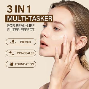 เมคอัพ 3-in-1, วิคตอเรียแอนนา, ไพรเมอร์, คอนซีลเลอร์, และรองพื้นในหนึ่งเดียว, สำหรับผิวไร้ที่ติและติดทนนาน