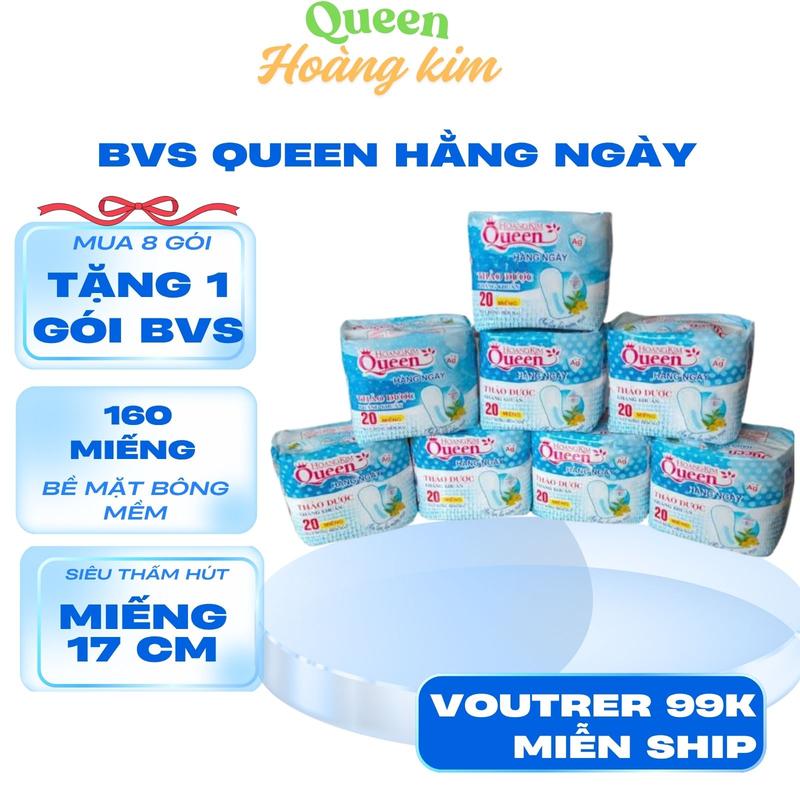    Băng Vệ Sinh Hằng Ngày Cực Tiện Lợi   ComBo 8 Gói Băng Vệ Sinh Hằng Ngày Queen Hoàng Kim Siêu Tiện Lợi Dùng Cho Cuối Chu Kỳ Gói 20 Miếng  Hoàng Kim Nữ Women Tampon băng  vệ veermoon  bang vesinh 