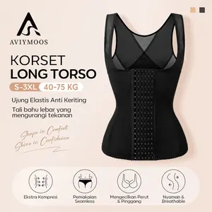AVIYMOOS Korset Long Torso Shapewear Waist Trainer Extra Kompresi Banyak Pengkait Wanita Girdle  Ekstra Kompresi & Memory Bone Design