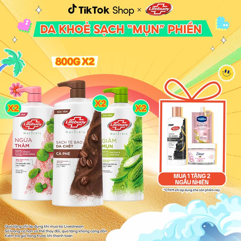 Combo 2 Sữa tắm Lifebuoy Chăm Sóc Chuyên Sâu, giúp detox sạch sâu và giảm mụn trên da 800g x2 [1]