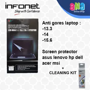 Screen Protector Anti Gores Clear Layar Laptop + Cleaning Kit
