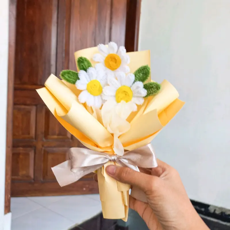 Buket mini cantik kawat bulu murah meriah 5