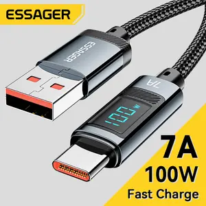 Essager 7A PD 100W USB Type C Digital Display Cable Fast Charging USB C Digital Display Data Cord For HUAWEI Mate 60 Pro Oneplus Samsung Honor OPPO VIVO Xiaomi Charger Type-C Wire