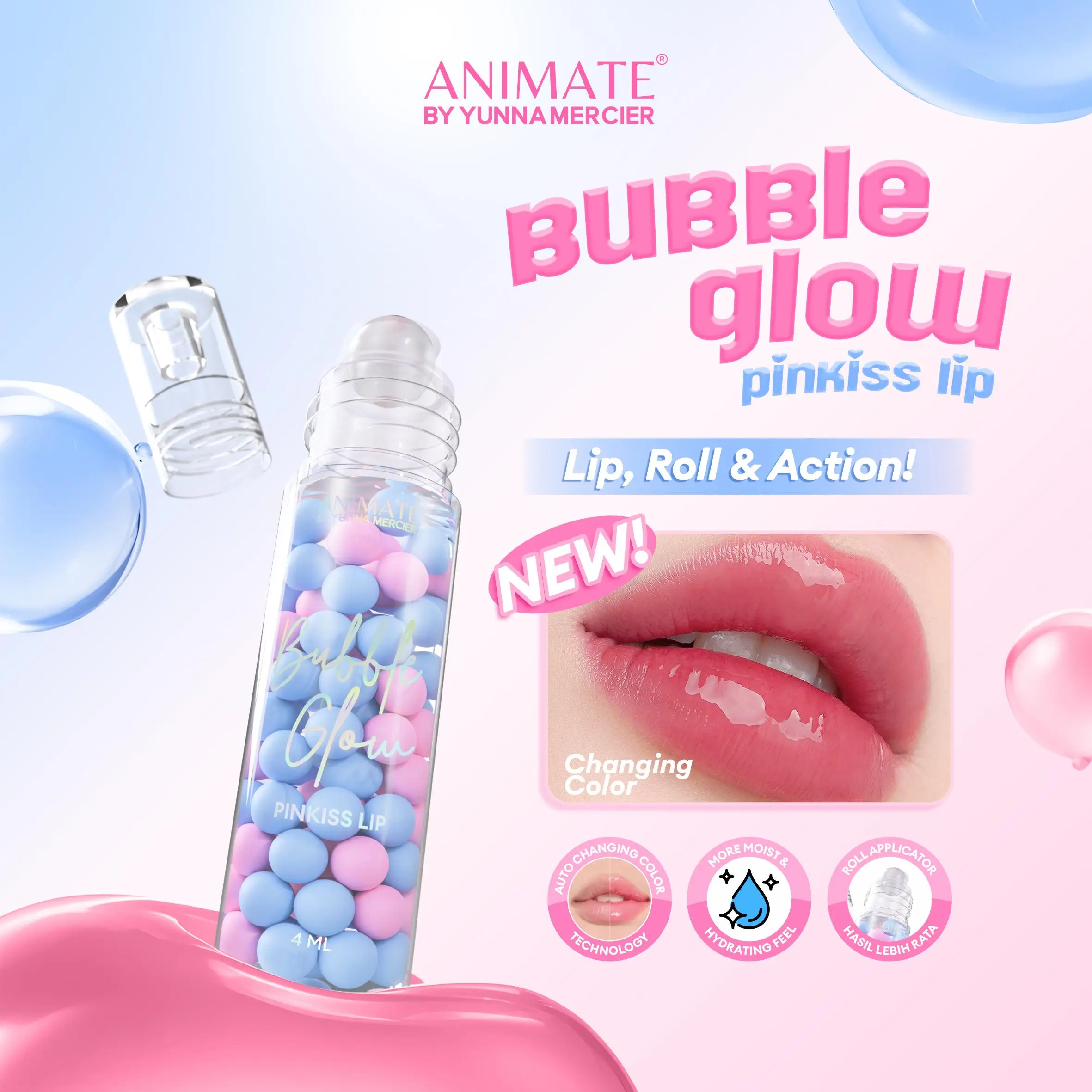 [BUNDLING VIRAL] Animate Bubble Glow + Nourishing Beauty Lip Cream / Galaxy Lip Glow / Color Me Glow Luxe