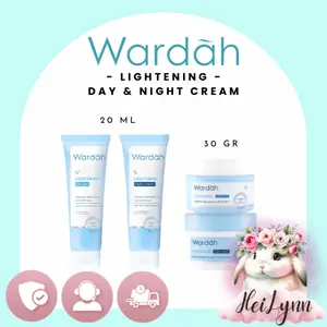 WARDAH Lightening Krim siang & malam | Day Cream - 5% Niacinamide + Bisabolol - UV dan Blue Light Protection  | Night Cream - 5% Niacinamide + Allantoin + Glutathione