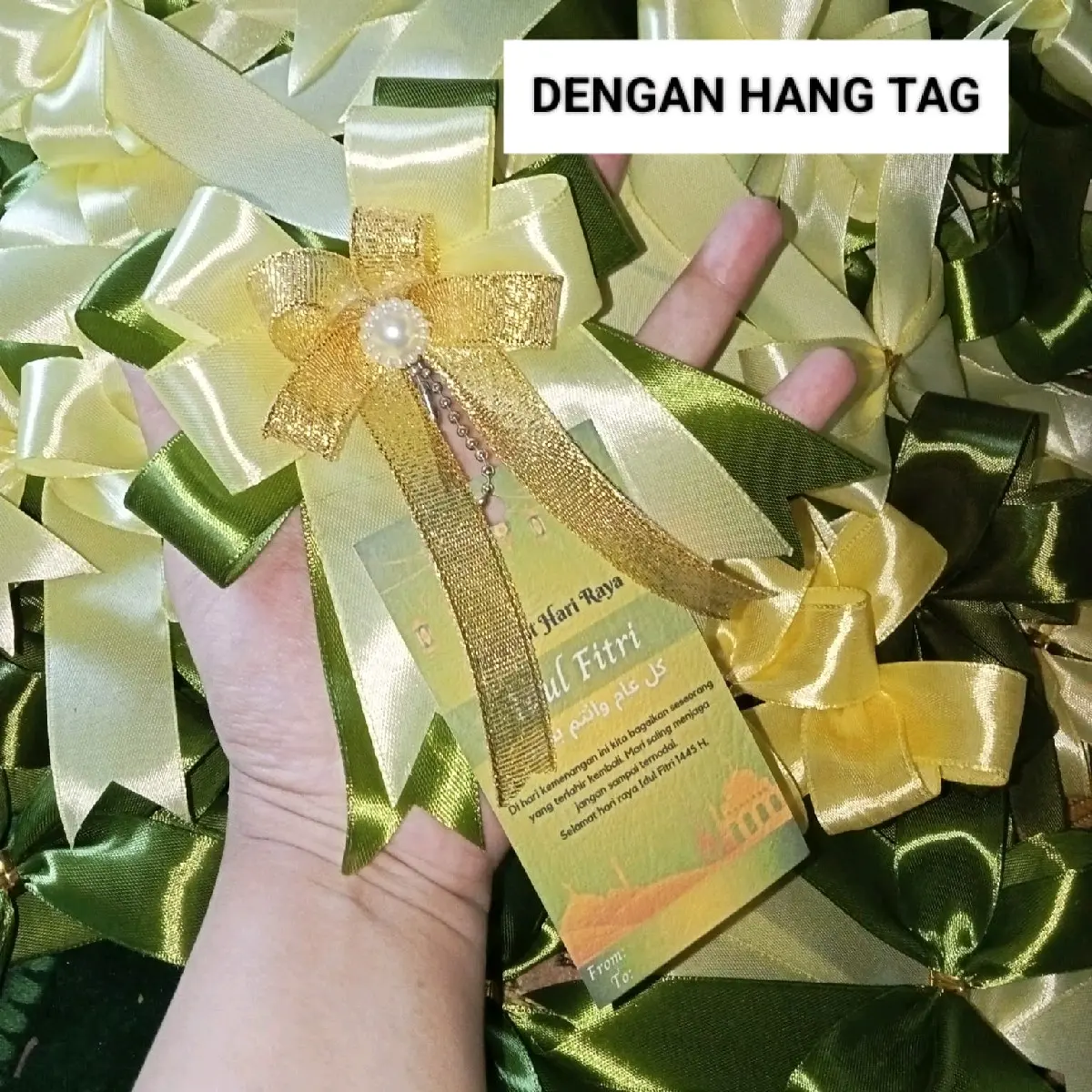 (isi 10 pcs) pita souvenir hang tag parcel hampers lebaran idul Fitri+ hang tag Tali