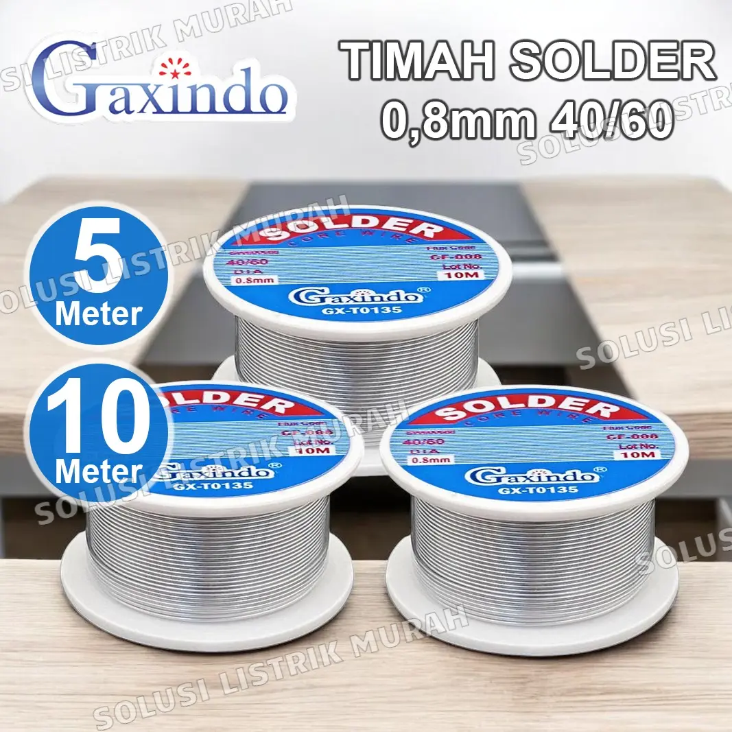 GAXINDO TIMAH SOLDER TENOL 10 METER 5 METER 0.8MM ALLOY 40/60