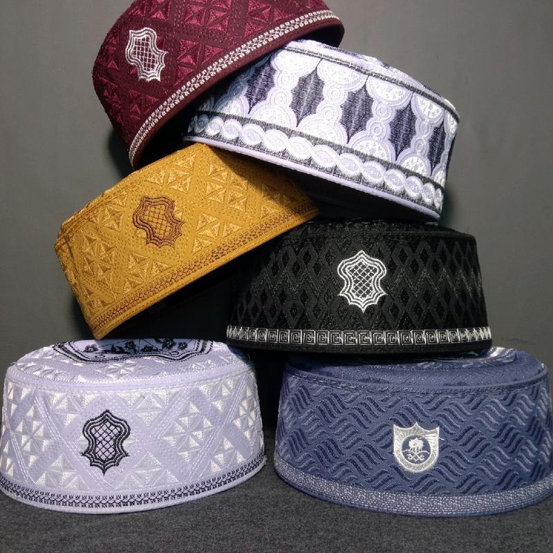 Peci Asaghofah, Songkok Kopiah Pria Muslim Asaghofah Logo Terompah Warna - Desain Unik Hitam, Lingkar Kepala 51-59 cm - Motif, Dewasa 8