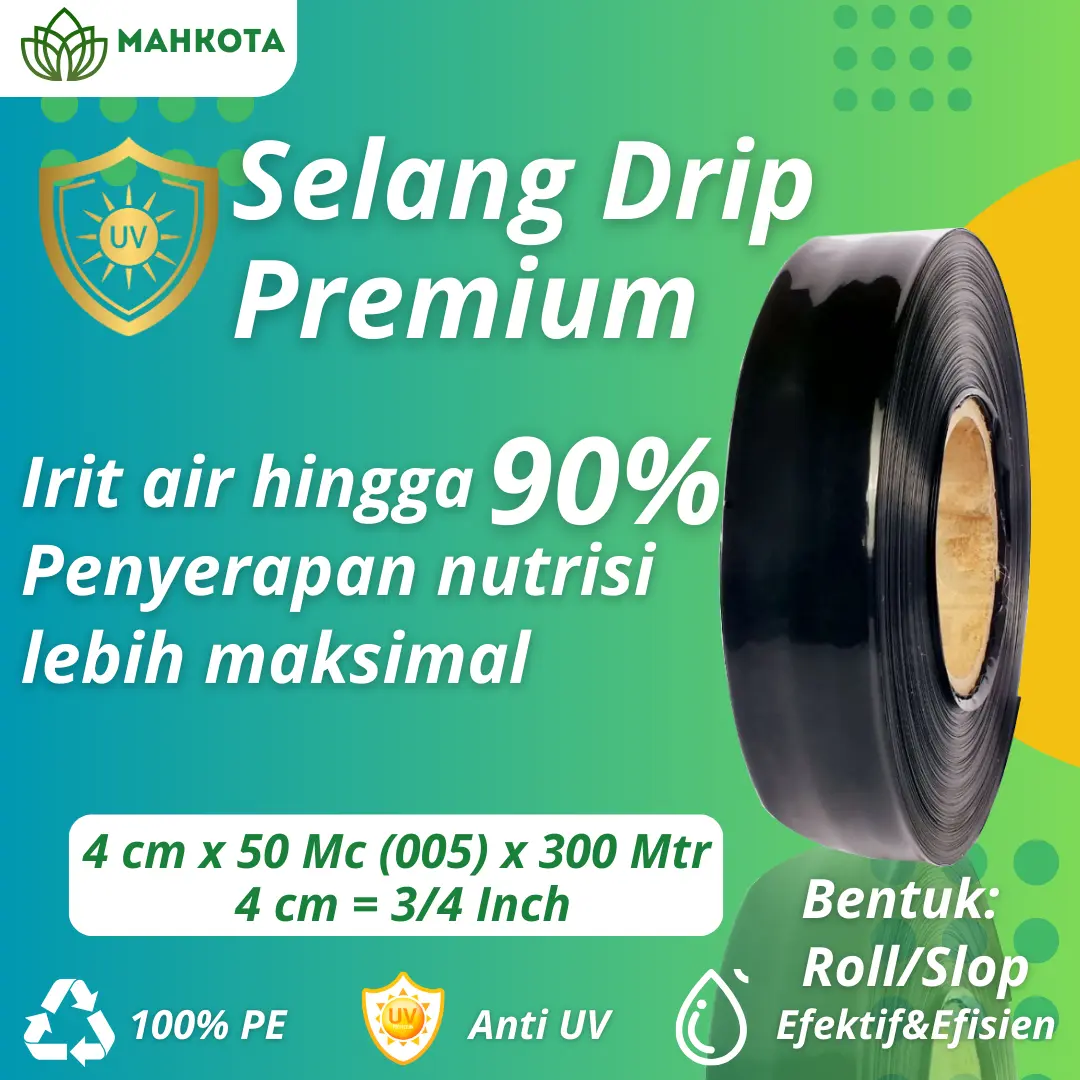 Selang Drip Hitam Selang Irigasi 4 Cm 3/4 Inch 300 Meter 50 Mikron 005