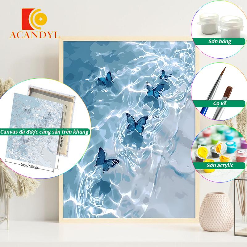 Bộ Tranh Theo Số ACANDYL, 20x30cm, Có Khung, Tự Tô Màu, Tranh Hoạt Hình Theo Số, Tranh Vải Bướm, Thủ Công Thủ Công, Trang Trí Nội Thất, Quà Sinh Nhật Độc Đáo, Đang Giảm Giá Xả Hàng