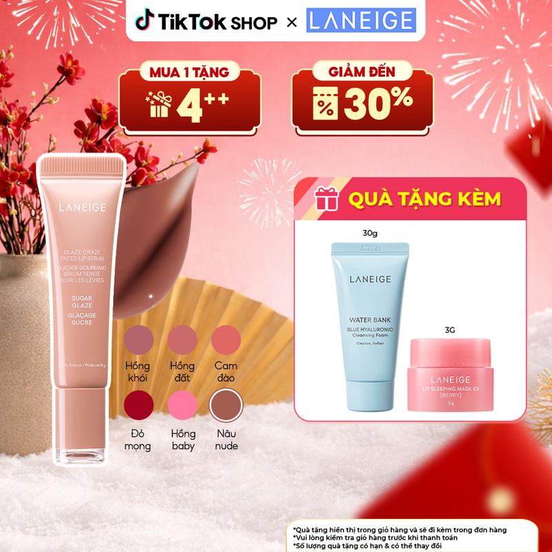   HOT  Son Dưỡng Có Màu Môi Căng Bóng Rạng Rỡ Laneige Glaze Craze Tinted Lip Serum 12G 
