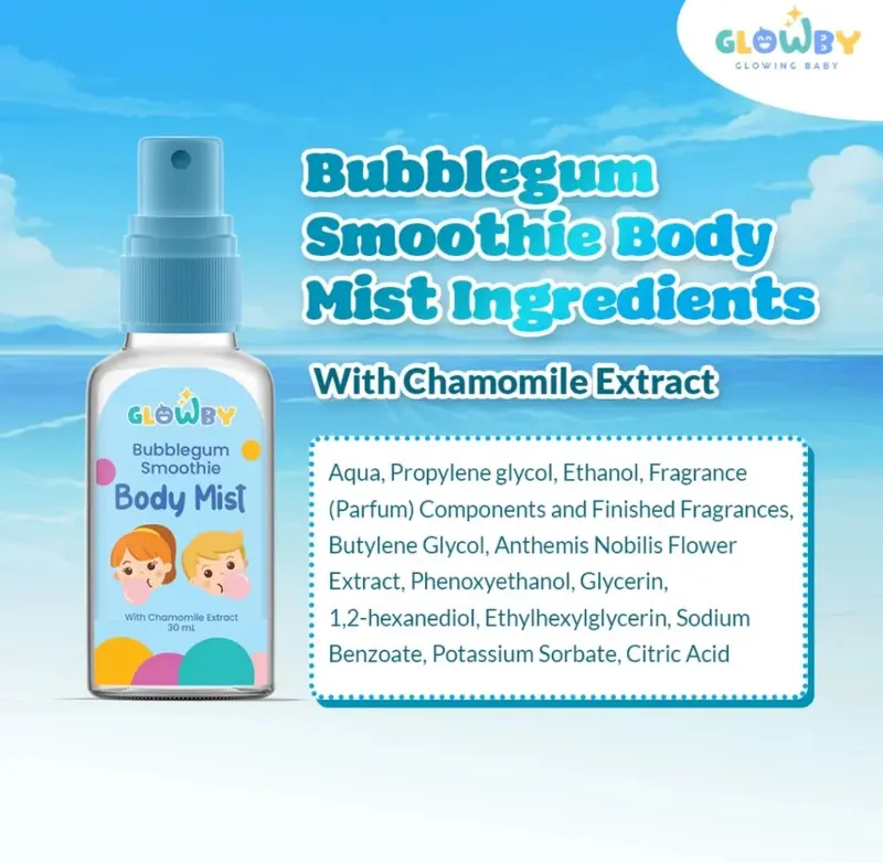 GLOWBY Body Mist Smoothie Bubble Gum untuk Bayi dan Anak Wangi Tahan Lama 30 ml | Glowby Baby & Kids Body Mist | Glowing Baby Parfum Pengharum Pewangi Anak Bayi Tahan Lama | Body Mist BESTSELER 1