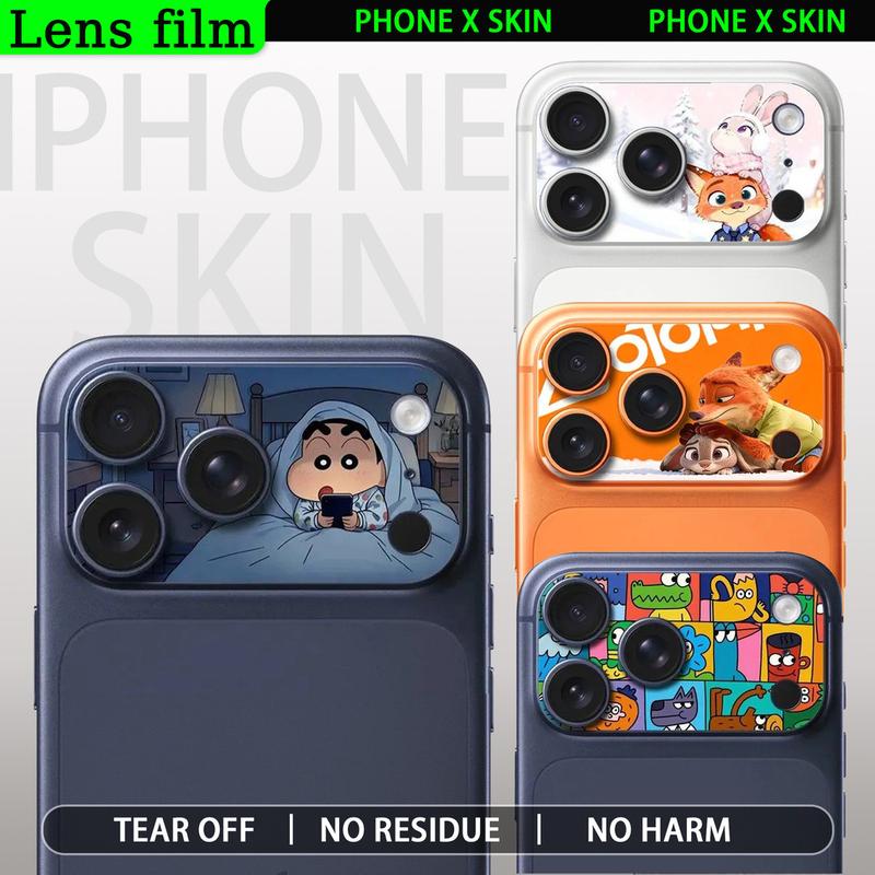 Phim ống kính Crayon Shin Chan – phim mềm phù hợp cho iPhone 17 Pro Max; miếng dán ống kính iPhone 17 Pro; phim ống kính mềm cho điện thoại di động phù hợp với lớp bảo vệ hoạt hình dạng mờ.