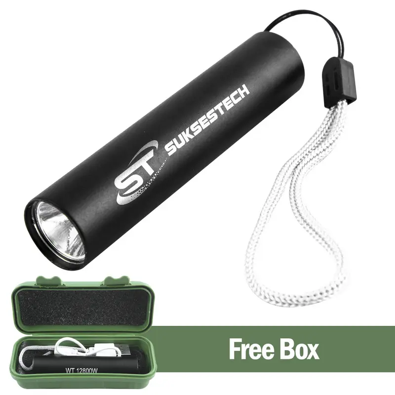 Suksestech Senter Mini Charger Free Box Free Kabel USB Portable Multifungsi Rechargeable Berbahan Aluminium-Senter-517 1