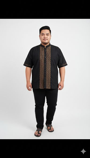 Big Size Jumbo Baju Koko Pria Muslim Dewasa Lengan Pendek Baju Koko Batik Kobata Terbaru