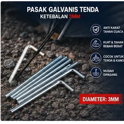 Pasak tenda camping/pasak galvanis 3mm Outdoor