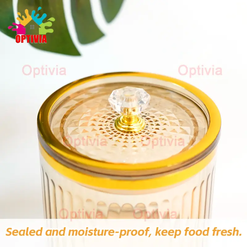 OPTIVIA Emas Snack Tray Kue Storage Jar Snack Bowl Tempat Saji Snack Cemilan Kotak Makanan Toples Lebaran Set Nampan Topless 5