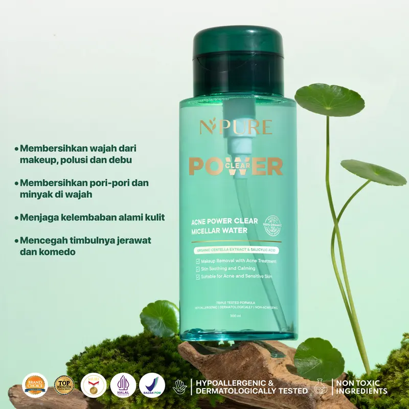 【Hoki Bundle】NPURE Paket Acne Face Toner Cica 150ml + Power Clear Micellar 300ml / Clear Pad 40pads + Power Clear Micellar 300ml / Melembabkan kulit / Mencerahkan / kulit berjerawat/ sensitif / Membersihkan debu polusi Kotoran / Exfoliating Wajah 4